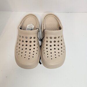 New Joybees Clogs Tan Frappe Women Size 9 Rubber Shoes Slingback Slip-On Beehive